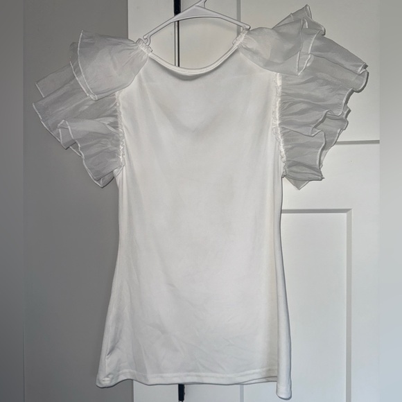 White Ruffle Sleeve Top - Picture 2 of 2